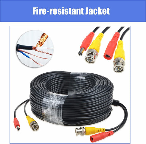 150ft Black Video Power BNC Cable Cord Lead Wires Replacement for Kguard CCTV DVR Security Cameras