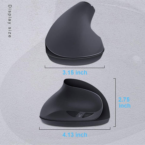 Left-Handed Mouse, 2.4GHz Ergonomic Vertical DPI 800/1200/1600 Wireless Mouse with USB Receiver for Small Hand, Black