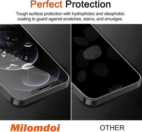 Milomdoi 3 Pack Screen Protector for Apple iPhone 12 Pro Max, Ultra 9H, Case Friendly, with Camera Lens Protectors.