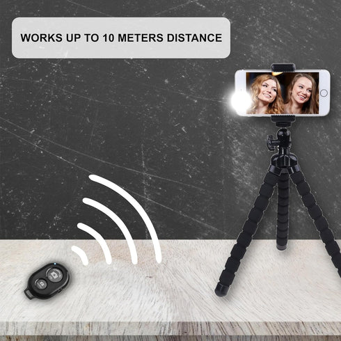 Wireless Remote Control Shutter Buttons for iPhone and Android Smartphones - Black, Round with Microfiber Cloth