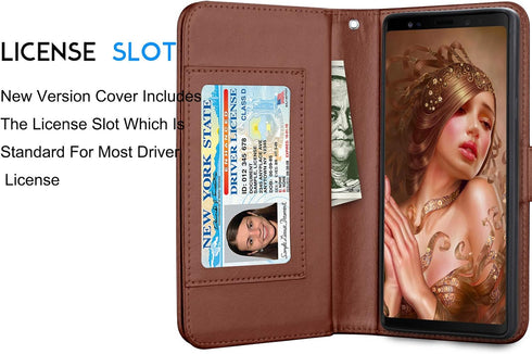 Tekcoo Galaxy Note 9 Case, PU Leather Wallet Case, ID Cash Credit Card Slots Holder, Detachable Magnetic Hard Case