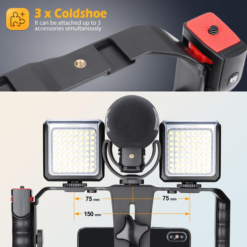 Neotter Filmmaking Smartphone Video Rig, Vlogging Cage, Phone Stabilizer Tripod Mount with Wireless Remote Shutter