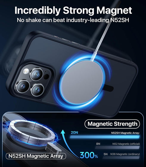 iPhone 15 Pro Case - Slim Translucent Matte, Shockproof, Military-Grade, Strong Magnetic, Compatible with MagSafe,