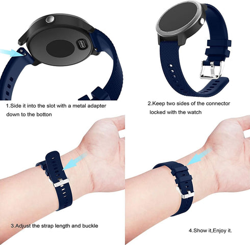 Watch Bands for Garmin Vivoactive 3, 20mm Soft Silicone Replacement Bands for Forerunner 645 Music/Galaxy Watch
