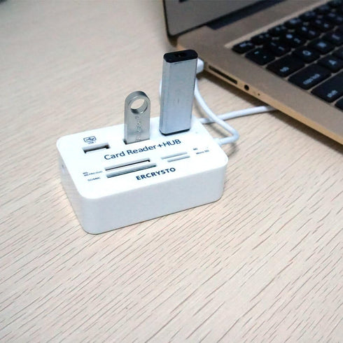 ERCRYSTO 3 SD,SD/MMC,M2,TF Card Reader and Ports USB Hub, High Speed External Memory Card Reader (MS, Micro Card)
