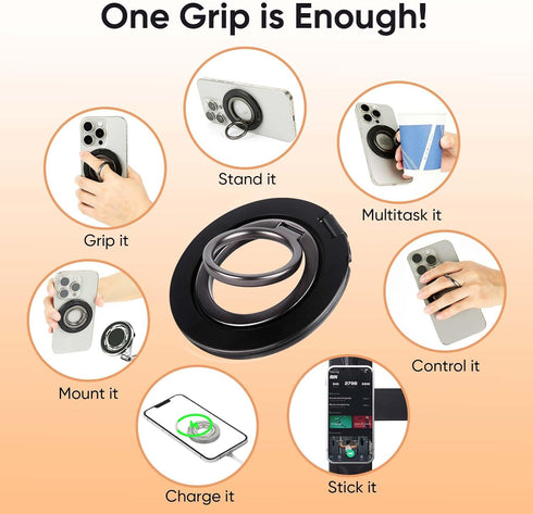 Magnetic Phone Grip for MagSafe, Two-Side Strong Magnetic Phone Ring Holder Compatible with iPhone 12 13 14 15 Series
