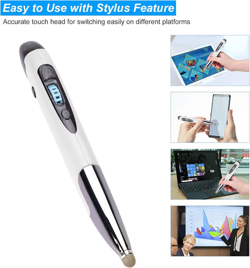 lychee Optical Pocket Pen Mouse, Wireless Handwriting Mini Mouse with Voice Control and Bluetooth for PC, White