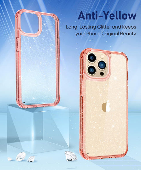 MIODIK Compatible with iPhone 13 Pro Case, Clear Glitter Protective Shockproof Phone Case with Screen and Camera Lens