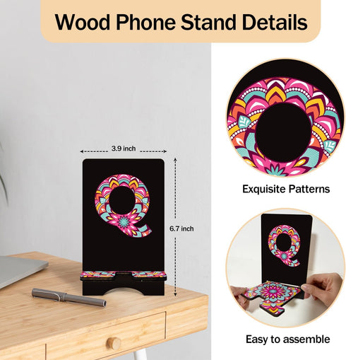 bxtala tablets/B17 Personalized Initial Wooden Cell Phone Stand - Cell Phone Stand for Desk or Office Desktop