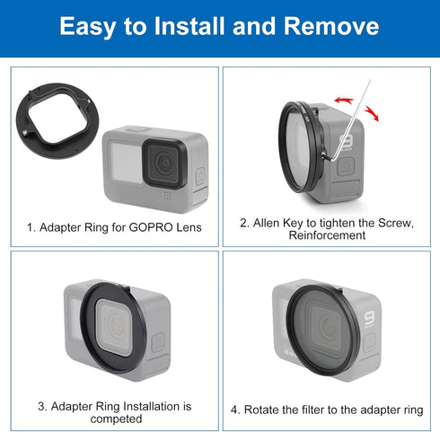 PULUZ 52mm UV Lens Filter Adapter Ring for GoPro HERO11/10/9 Black Camera Accessories