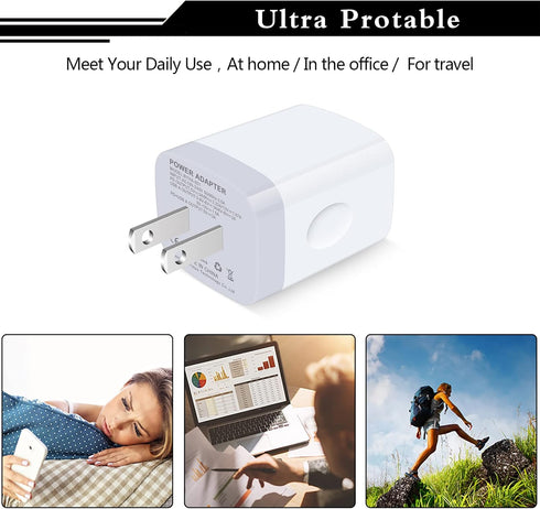 USB C Power Adapter, 3Pack 20W 2 Port PD&QC 3.0 Fast Charging Block Wall Charger for iPhone and Samsung Galaxy