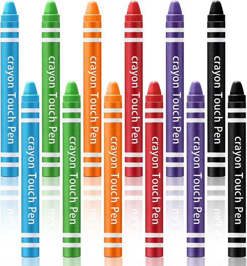 12 Pcs Kids Stylus Pen, Fun Crayon Stylus for Touchscreen Tablets, Kids Edition Tablet Crayon Stylus for Children