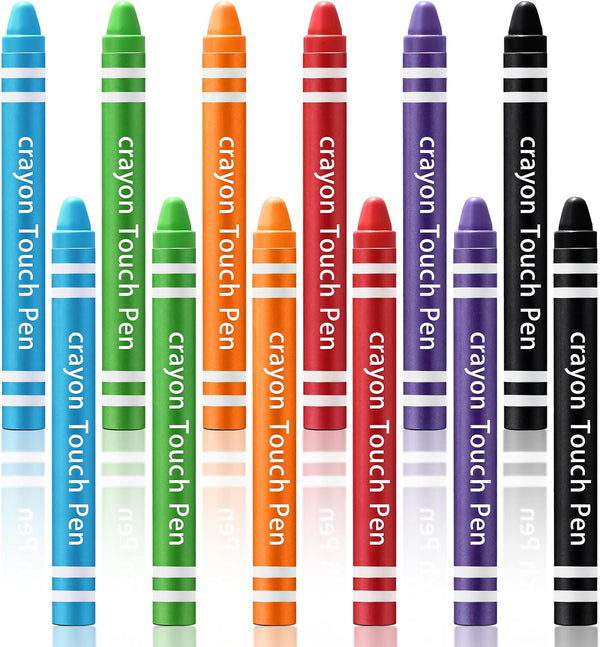 12 Pcs Kids Stylus Pen, Fun Crayon Stylus for Touchscreen Tablets, Kids Edition Tablet Crayon Stylus for Children