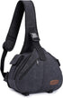 S-ZONE Canvas Camera Sling Bag, Anti-theft Backpack Shoulder Crossbody Case with Tripod Holder for DSLR