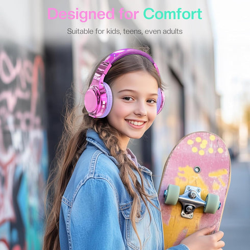 QearFun Bluetooth Headphones for Kids, Wireless Headphones with Built-in Mic, Aux Cord, USB C, Bluetooth 5.3