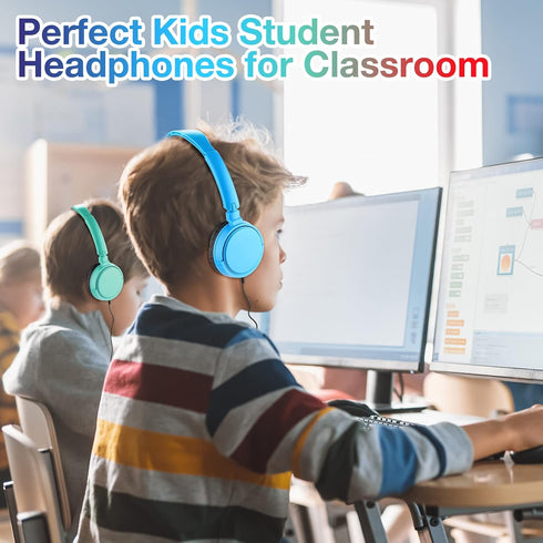 6 Pack Set Yunsailing Classroom Headphones Bulk Student Wired Class Headphones for School with Individually Wrapped