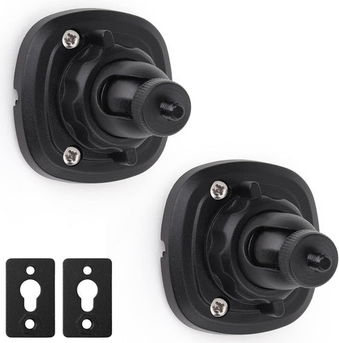 2 Pack Speaker Wall Mount Holder for 1/4"-20 Threaded Keyhole, 360 Rotation Adjustment, Aluminum Alloy Mount, Black