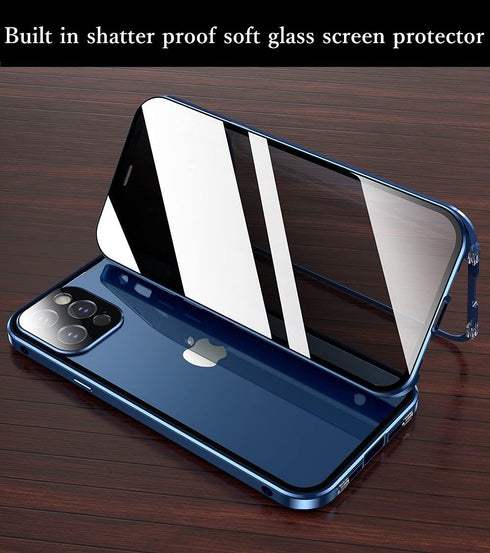 Anti-Peeping Case for iPhone 12 Pro, Camera Lens Protector Privacy Screen Aluminum Alloy Metal Bumper Glass Cover (Gold)