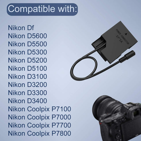 EP-5A Power Supply Connector Kit for Nikon D3100 D3200 D3300 D3400 D3500 D5100 D5200 D5300 D5500 D5600 P7000 P7100 P7800