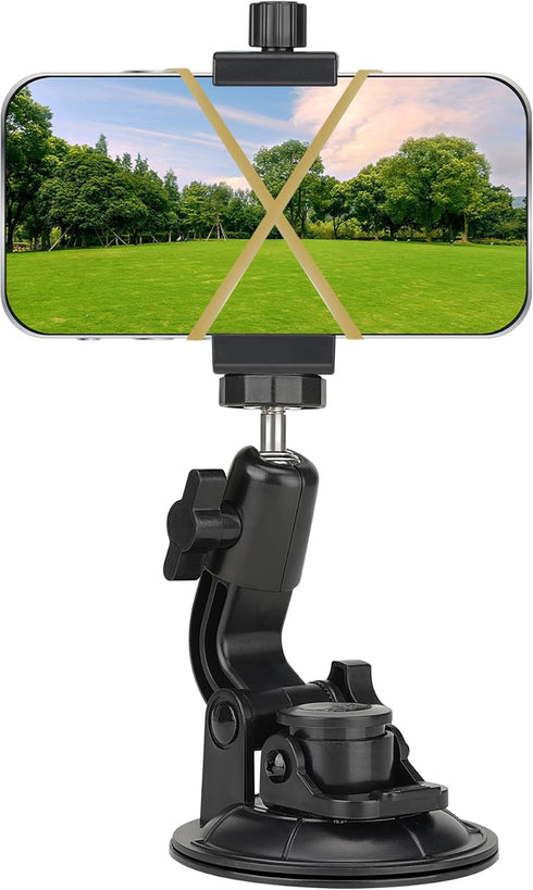 Heavy Duty Super F90mm Suction Cup with Adjustable Dual-Ball-Head Mount for GoPro, Dash Cam