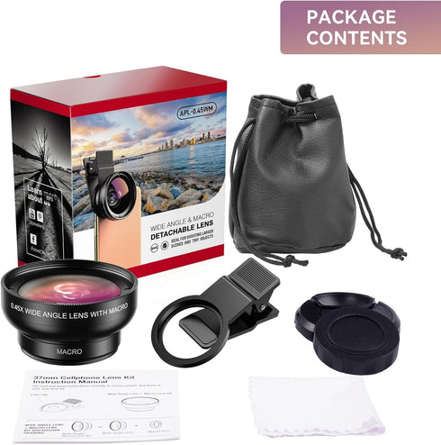 MIAO LAB 2-in-1 12.5X 0.45X (140) Phone Camera Lens Kit, Macro + Wide Angle Cell Phone Clip-on Lens for iPhone/Android