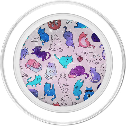 Space Cats Kitty Cat Pattern in Pink Purple Turquoise Blue PopSockets PopGrip for MagSafe