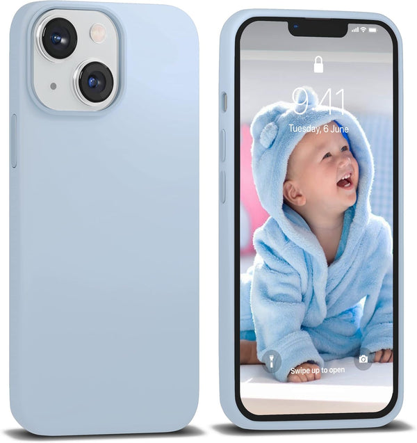 IceSword Baby Blue iPhone 13 Mini Case - Ultra Slim Shockproof Protective Cover with Soft Anti-Scratch Microfiber Lining
