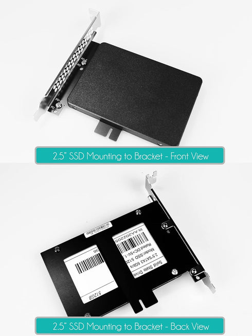 GLOTRENDS 2.5 inch SSD Mounting Bracket with SATA III Cable and SSD Screws for PCIe or PCI Slot Installation