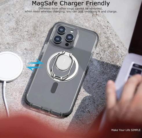 Magnetic Phone Grip Holder Kickstand, Adjustable Finger Ring Grip, Compatible with PopSockets MagSafe Ring
