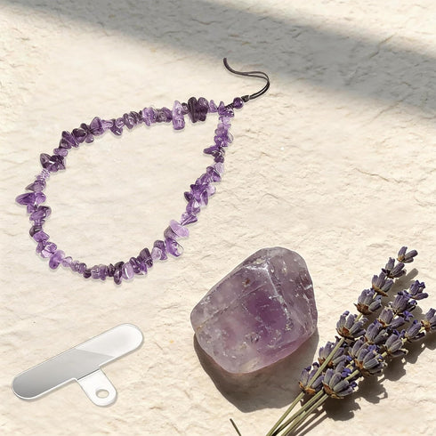 Oxuqret Healing Crystal Phone Wrist Strap with Pad, Beaded Crystal Bracelet Lanyard for Phone Case, Mindful Intention