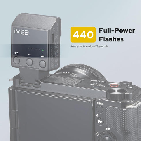 GODOX iM22 5 Camera Flash, Built-in Battery with Levels Flash Power for Canon/Sony/Fujifilm/Nikon/Panasonic/Olympus