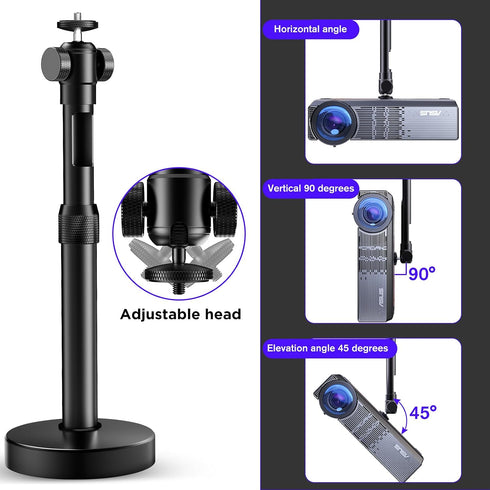 DAWASAPAT 360 90 9"-15" -Inch Ceiling Projector Mount Bracket Matte Black, Rotation & Tilt, Adjustable Length, Screw
