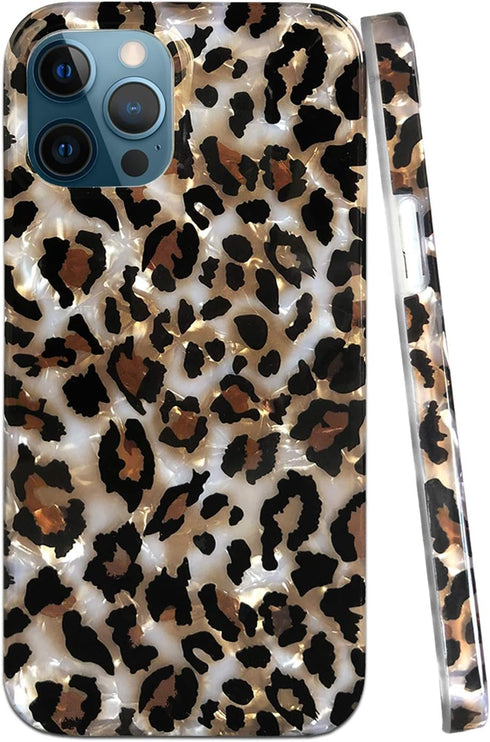 J.west Leopard Case for iPhone 11 Pro Max 6.5", Cute Sparkle Translucent Clear Stylish Cheetah Design