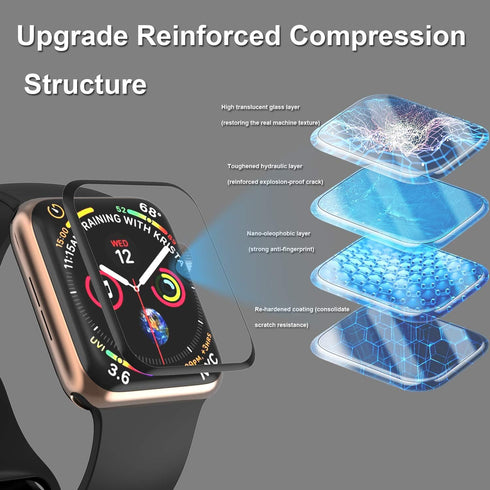 [2 Pack 44mm 3/SE 2/ 6//5/4, 3D 44mm Tempered Glass Screen Protector for Apple Watch SE Series Full Coverage [Easy
