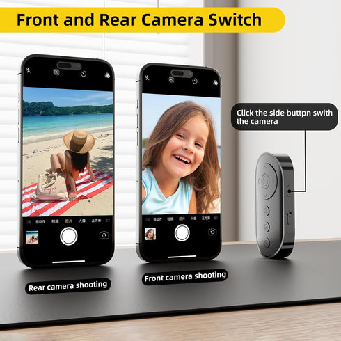MAIRAN Bluetooth Camera Remote Shutter with Zoom and Front/Rear Camera Switch for Photo and Vlogging,Cllphone Remote