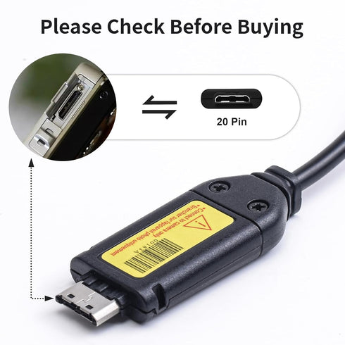 Alitutumao Replacement SUC-C7 SUC-C3 SUC-C5 Camera USB Charging Cable Cord Compatible with Samsung Digital Camera EX, L, WB, S, SL, ST, SH, P, PL Series TL220 SL202 SL605 L200 ST600 PL200 (20 Pin)