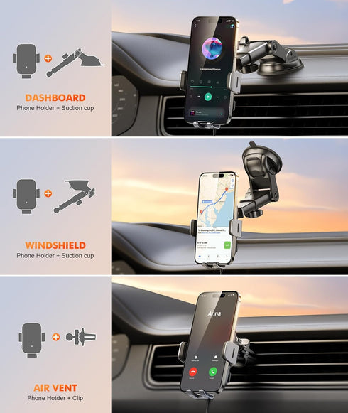 Wireless Car Charger Mount Auto Clamping, 15W Fast Charging Holder for iPhone 15 14 13 12 Pro Max