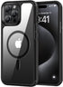 TENDLIN iPhone 15 Pro Magnetic Case - Crystal Clear Hard Back, Soft Bumper, MagSafe Compatible (Black)
