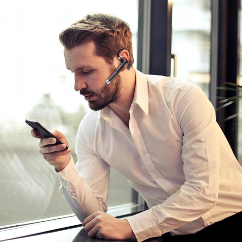Headset 5.3 Wireless Business Earpiece Built-in Mic Noise Cancelling Headphone Handsfree Sports Earphone for Android