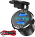 12V 60W USB C Car Charger Socket, 30W PD Type-C & Dual QC 3.0 USB Socket Port, Quick Charge Socket with Touch Switch