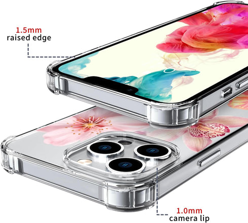 Wihytec 12/12 Pink Lily Flowers Phone Case for iPhone PRO Pink Lily Case Cover Clear Phone Case Four Corner Reinforced