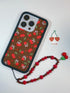 Drawwind Phone Charm Strap, Handmade Beaded Phone Lanyard Wrist Strap for Women Girls (Sweet Cherries)