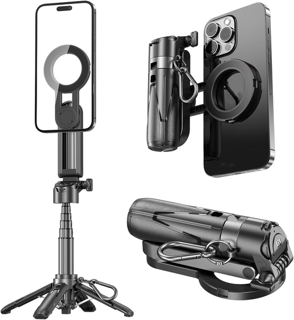 GEYUTHS 4 in 1 Magnetic Tripod Pocket Selfie Stick Extendable Cell Phone Stand