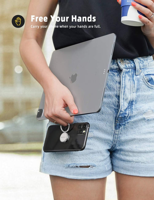 Cell Phone Ring Holder Finger Stand - Lamicall Phone Kickstand, Metal Grip Hook for Magnetic Car Mount, Compatible with