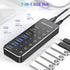 RSHTECH 7-Port Powered USB 3.2 Hub with 10Gbps USB-A 3.2, 2 USB-C 3.2, 4 USB 3.0 Ports, 3.3ft Cable