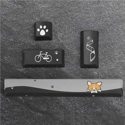 DIY Mini Black Dogs Pattern Keycaps Set for Mechanical Gaming Keyboard (Space+ESC+Enter+Numpad)