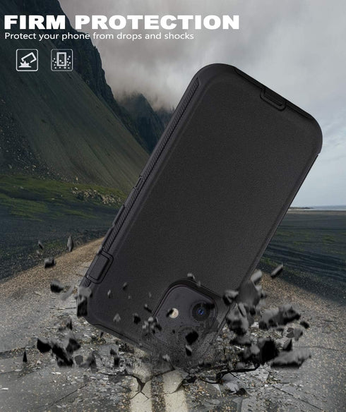 iPhone 11 Case with Belt Clip Holster, Kickstand & 2 Screen Protectors, Heavy Duty Shockproof Drop-Proof Cover 6.1"