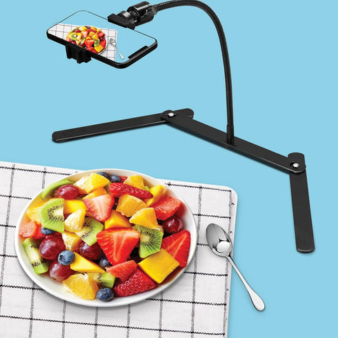 Phone Stand for Recording, Adjustable Tripod, Overhead Mount, Gooseneck Holder for Video Recording