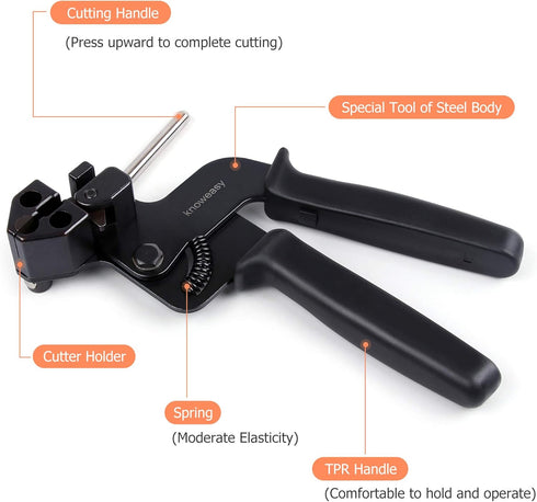 Knoweasy Stainless Steel Cable Tie Gun - Zip Tie Tool for Home, Office, and Industrial Use