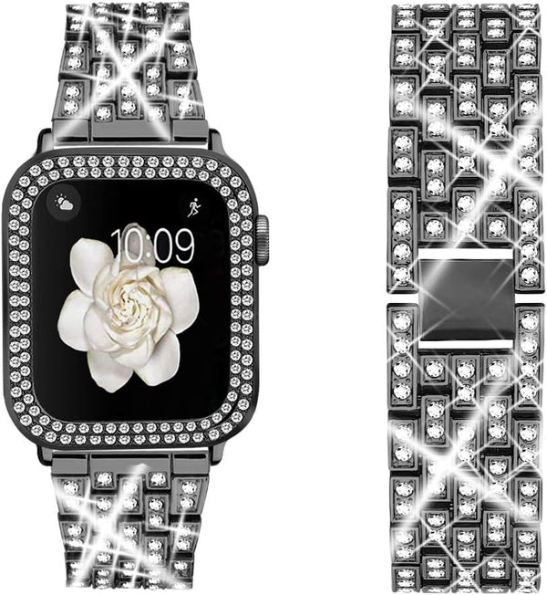 Compatible for Apple Watch Ultra Band - 49mm 46mm 45mm 41mm with 2 Pack Bling Crystal Diamonds Case Cover